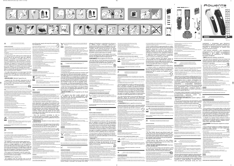 Page 1 de la notice Manuel utilisateur Rowenta Nomad TN2300F0