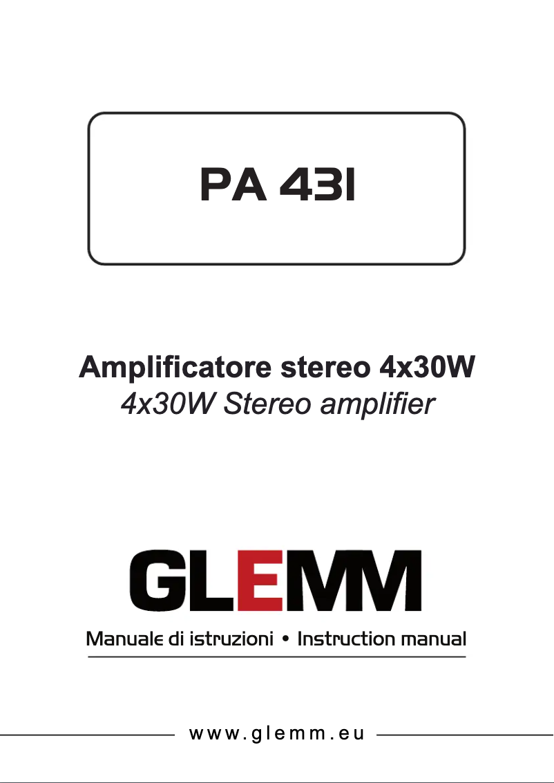 Page n°1 - Manuel utilisateur Glemm PA 431