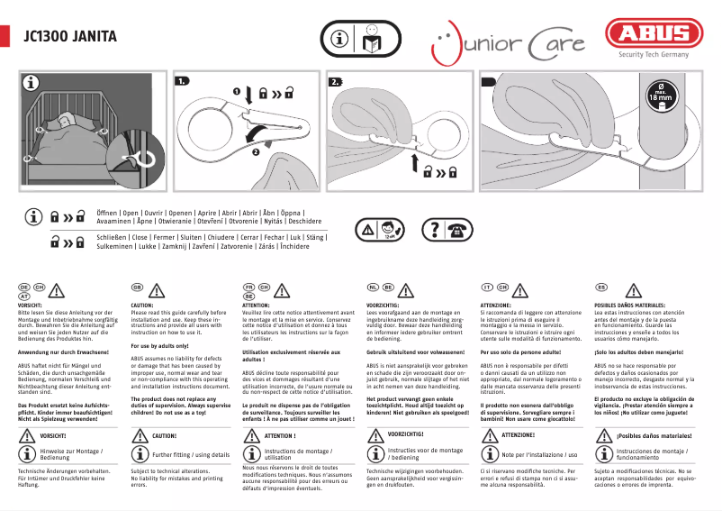 Page n°1 - Instructions / montage Abus JC1300