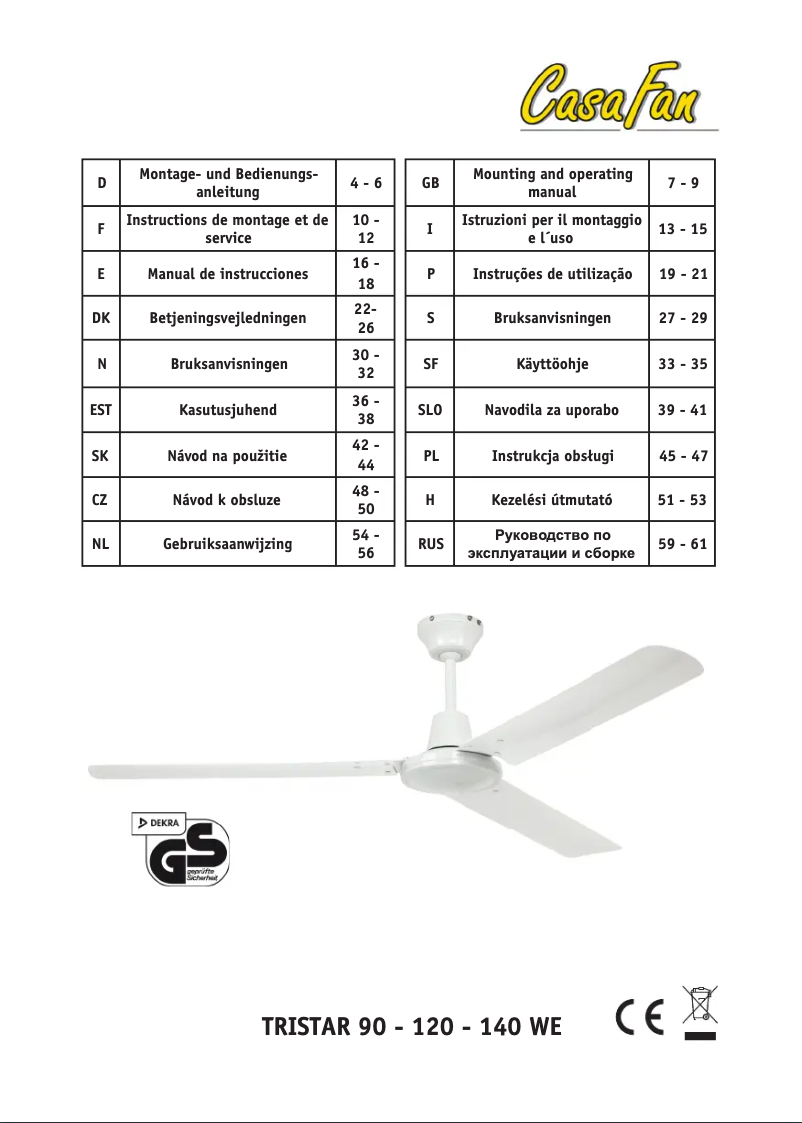 Page n°1 - Manuel utilisateur CasaFan Tristar II 120