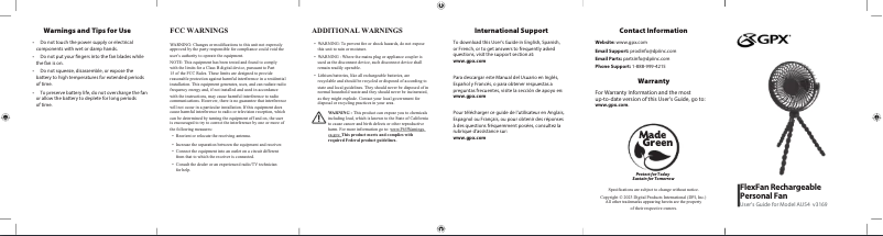 Image de la première page du manuel de l'appareil AU54