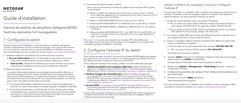 Page n°1 - Guide d'installation Netgear M4350-24X4V