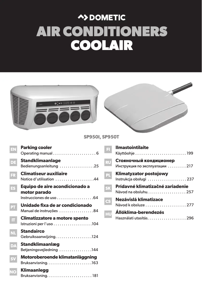Image de la première page du manuel de l'appareil CoolAir SP 950I