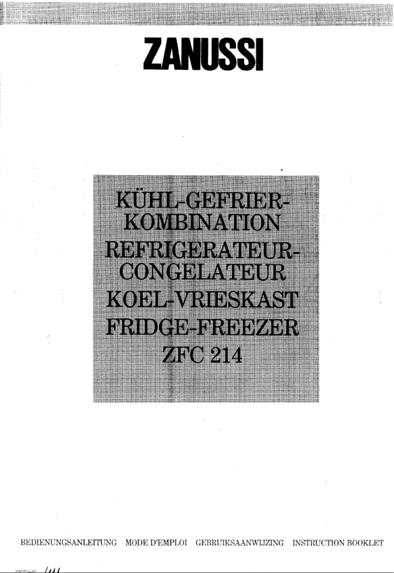 Page 1 de la notice Manuel utilisateur Zanussi-Electrolux ZFC 214