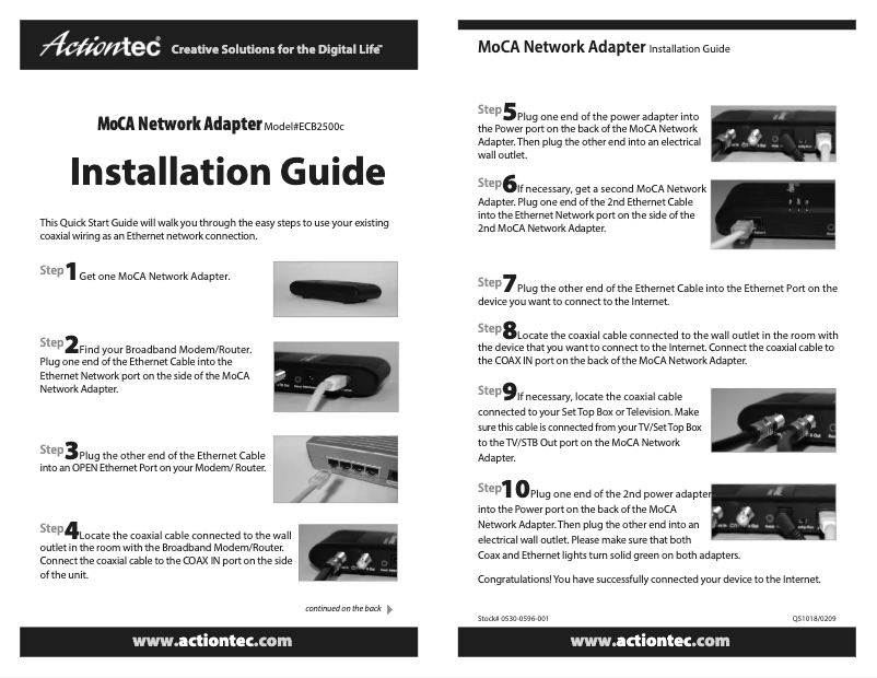 Page n°1 - Manuel utilisateur Actiontec ECB2500C