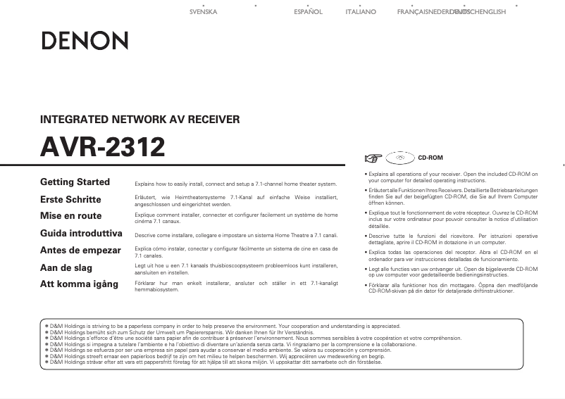 Imagen de la primera página del manual del dispositivo AVR-2312