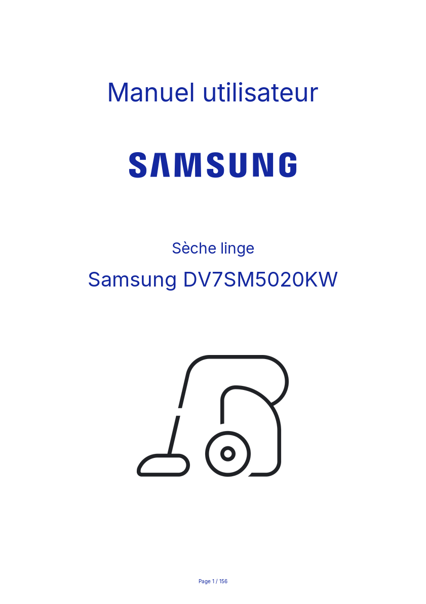 Page n°1 - Manuel utilisateur Samsung DV7SM5020KW