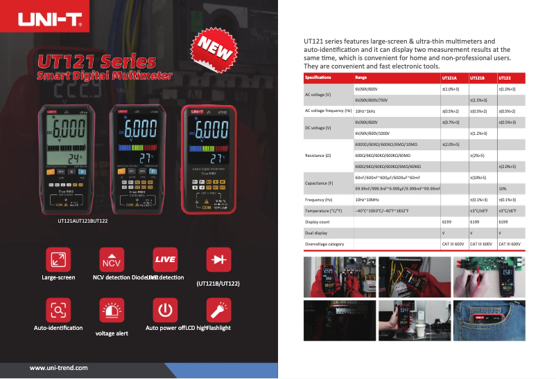 Página 1 del manual Ficha técnica Uni-T UT122