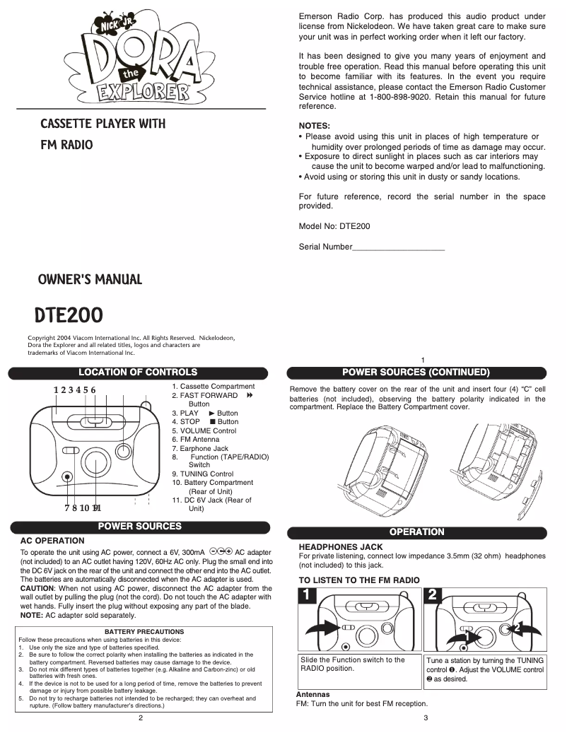 Page n°1 - Manuel utilisateur Emerson DTE200