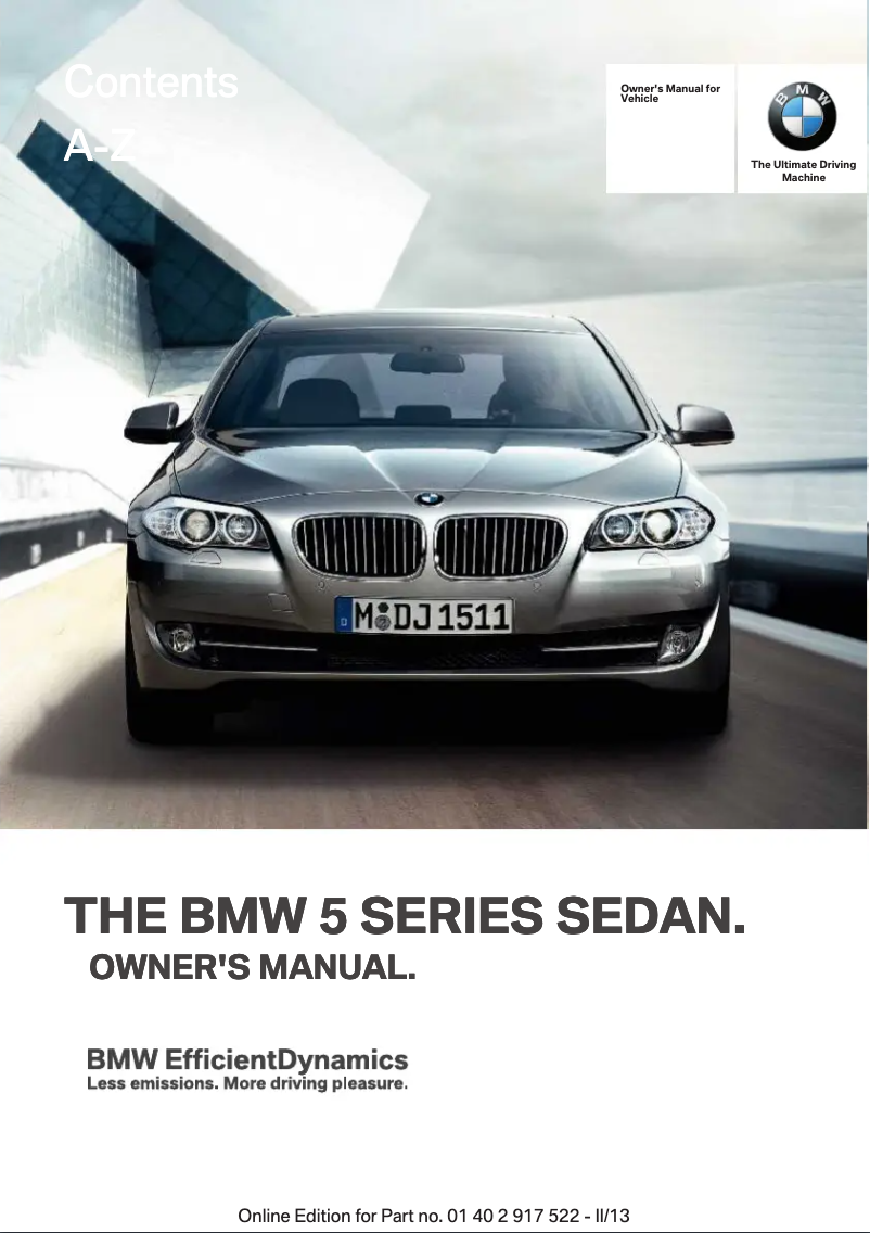 Page 1 de la notice Manuel utilisateur BMW 535i (2013)