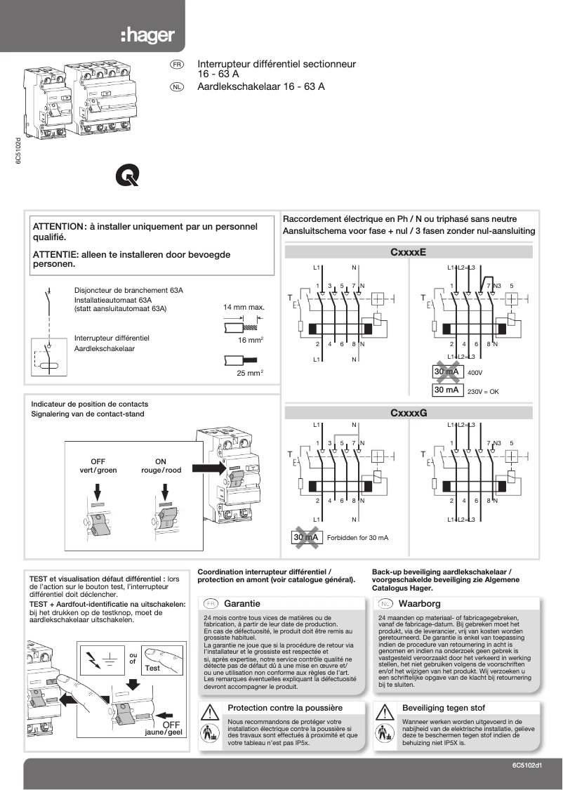 Page n°1 - Mode d'emploi Hager CDH425G