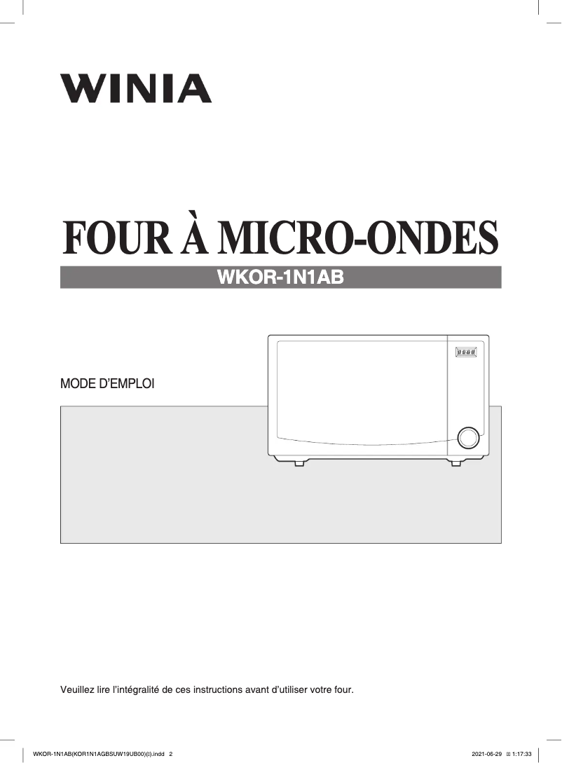 Image de la première page du manuel de l'appareil WKOR-1N1AB