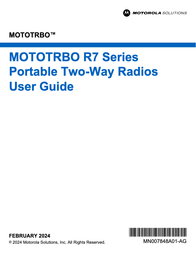 Page 1 de la notice Manuel utilisateur Motorola MOTOTRBO R7