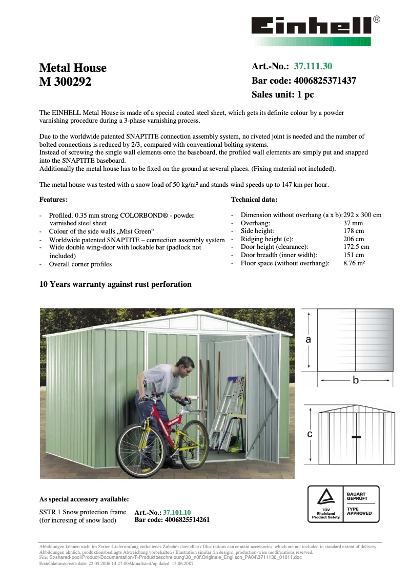 Imagen de la primera página del manual del dispositivo M 300292