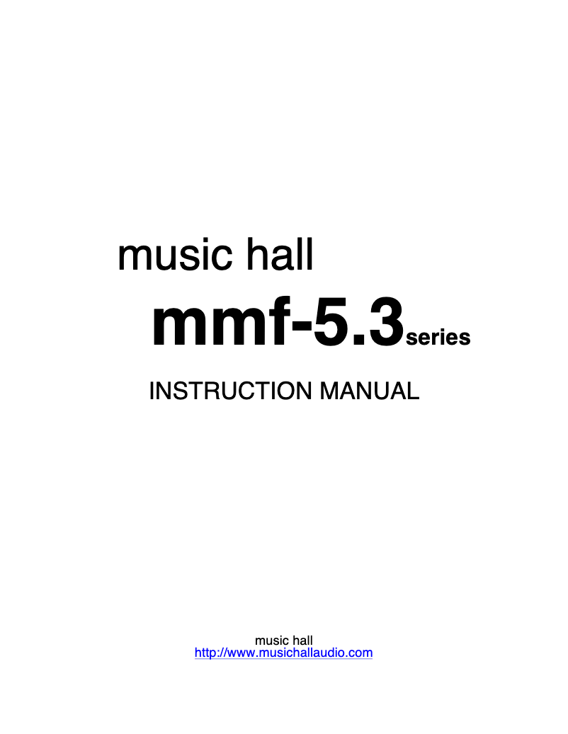 Page n°1 - Manuel utilisateur Music Hall MMF-5.3 SE