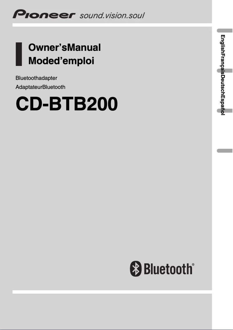 Page 1 de la notice Manuel utilisateur Pioneer CD-BTB200