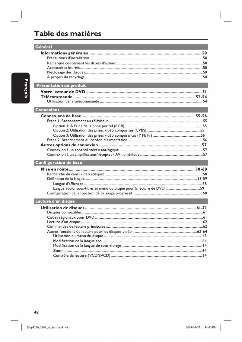 Imagen de la primera página del manual del dispositivo DVP3260
