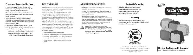 Page n°1 - Manuel utilisateur iLive ISB19