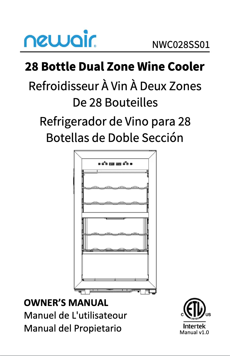 Page 1 de la notice Manuel utilisateur NewAir NWC028SS01