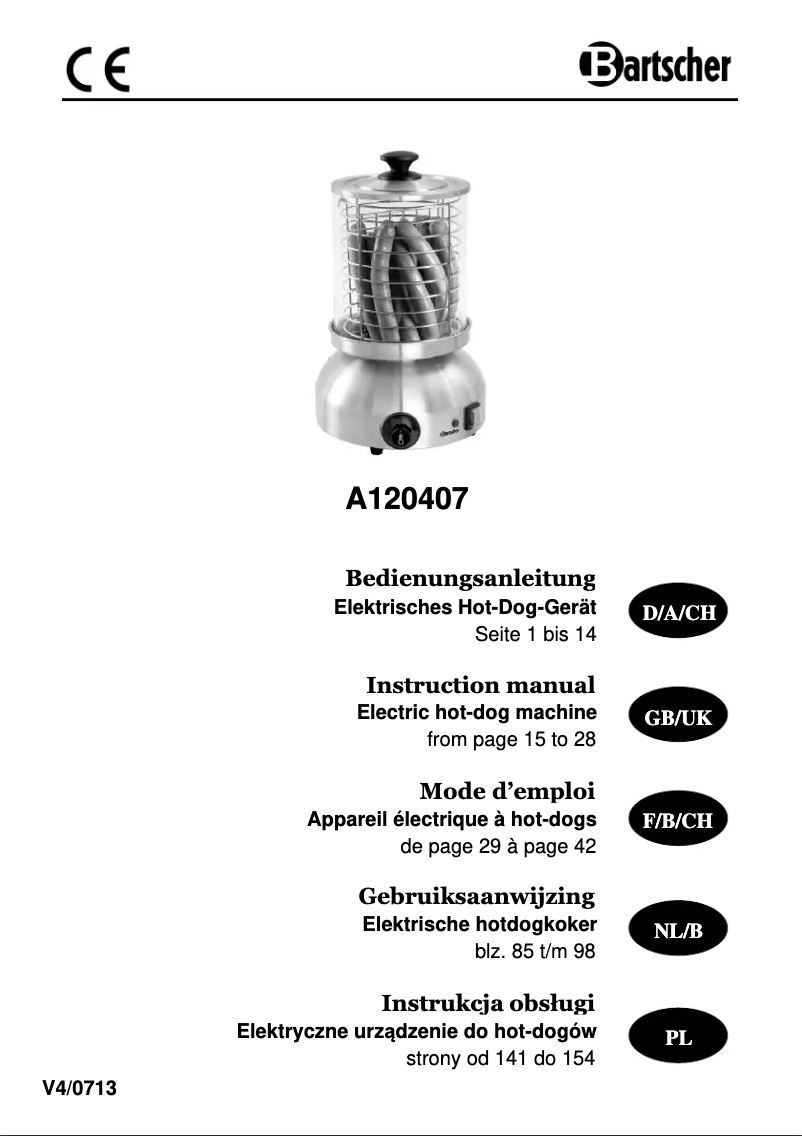 Page n°1 - Manuel utilisateur Bartscher A120407
