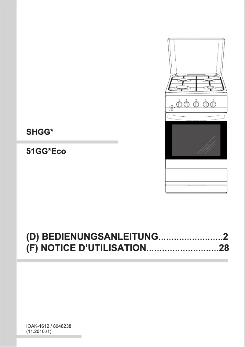 Imagen de la primera página del manual del dispositivo SHGG 11198 W