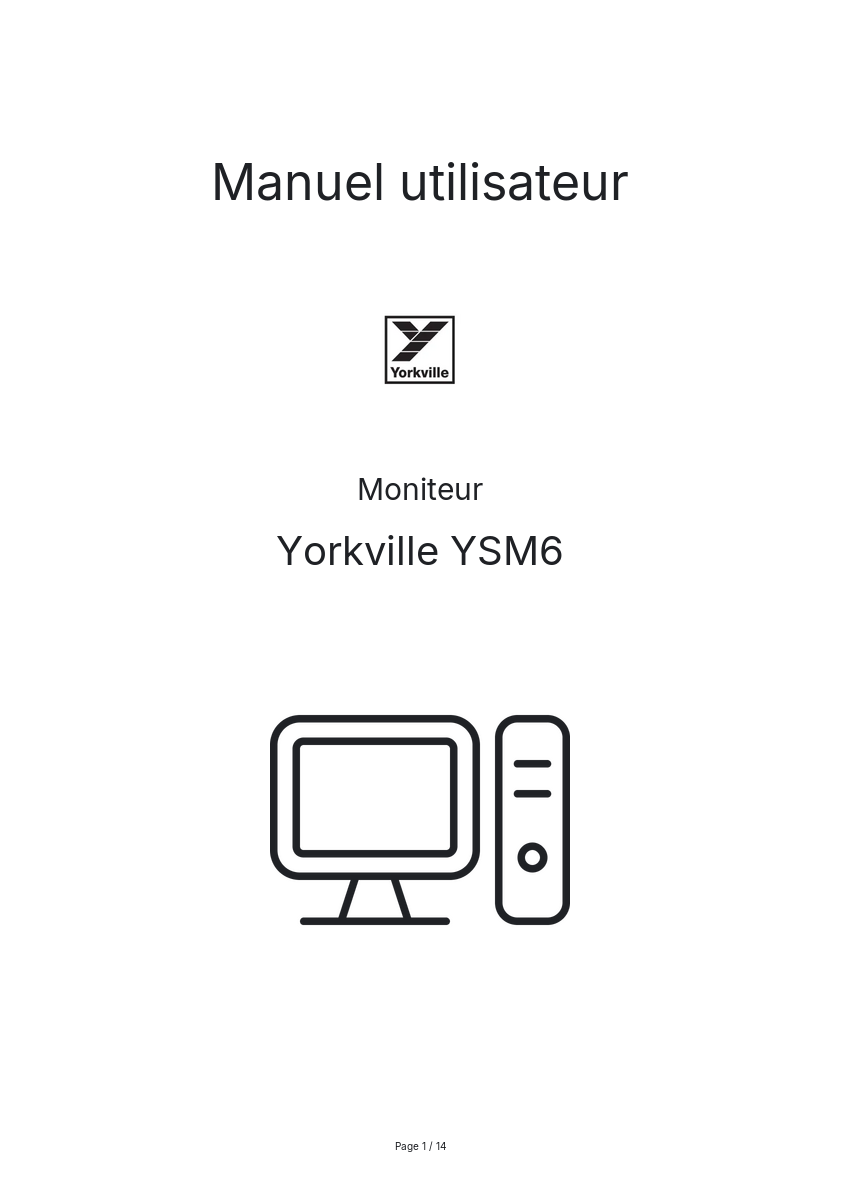 Page n°1 - Manuel utilisateur Yorkville YSM6