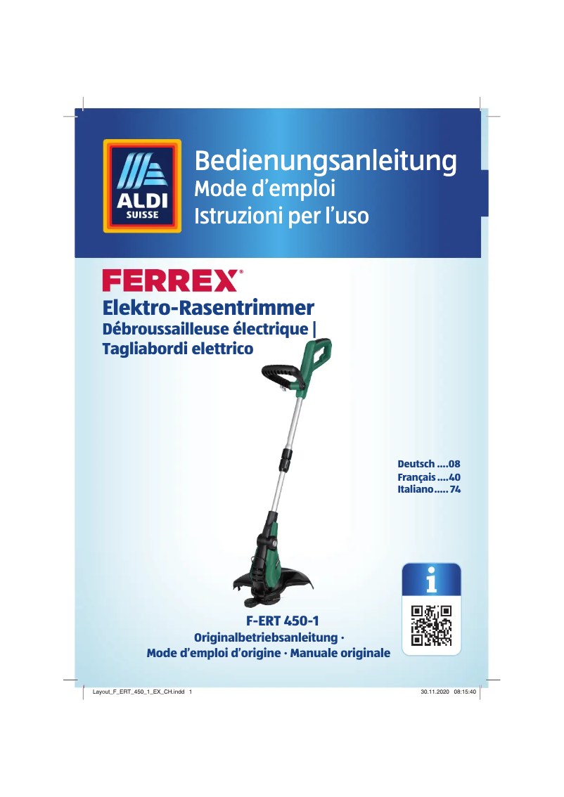 Image de la première page du manuel de l'appareil F-ERT 450-1