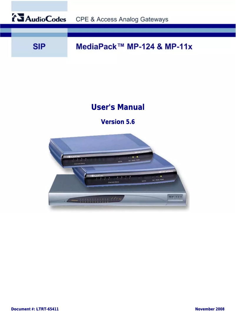 Page n°1 - Manuel utilisateur Audiocodes MediaPack 114