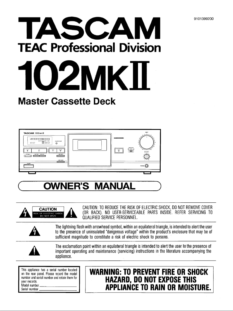 Image de la première page du manuel de l'appareil 102MKII