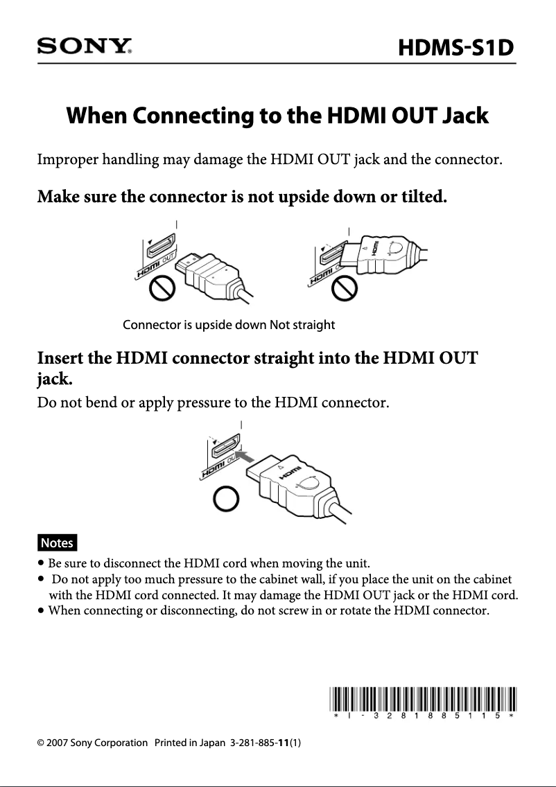 Page n°1 - Guide d'installation Sony HDMS-S1D