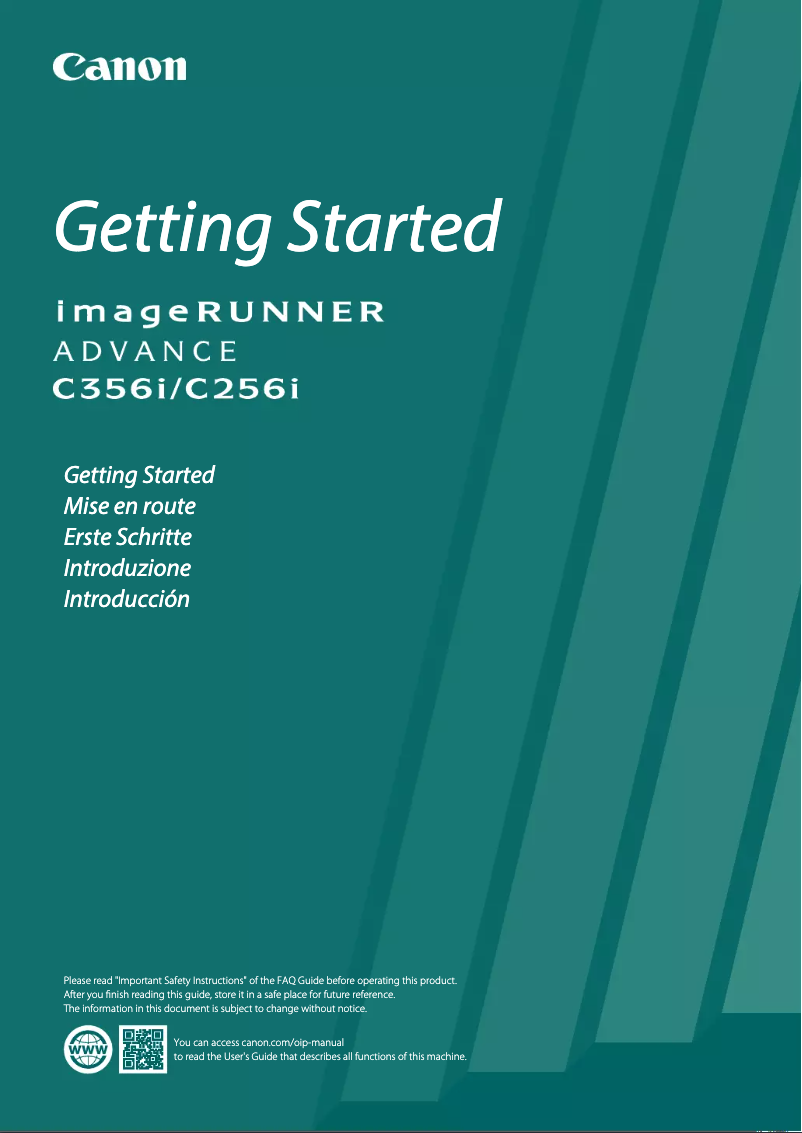 Page n°1 - Manuel utilisateur Canon imageRUNNER ADVANCE C356i II