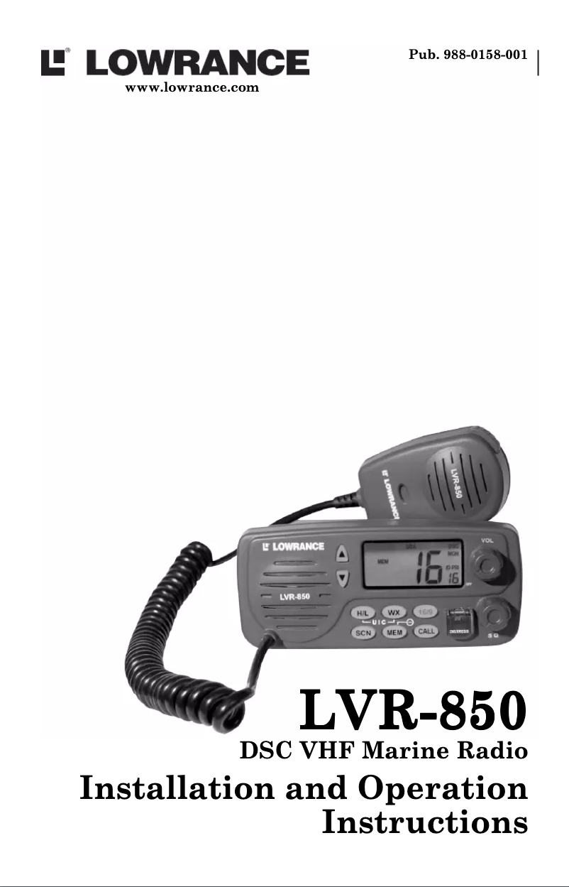 Page n°1 - Manuel utilisateur Lowrance LVR-850