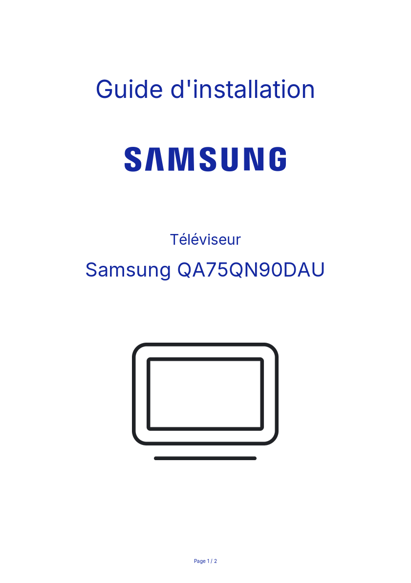 Page n°1 - Guide d'installation Samsung QA75QN90DAU