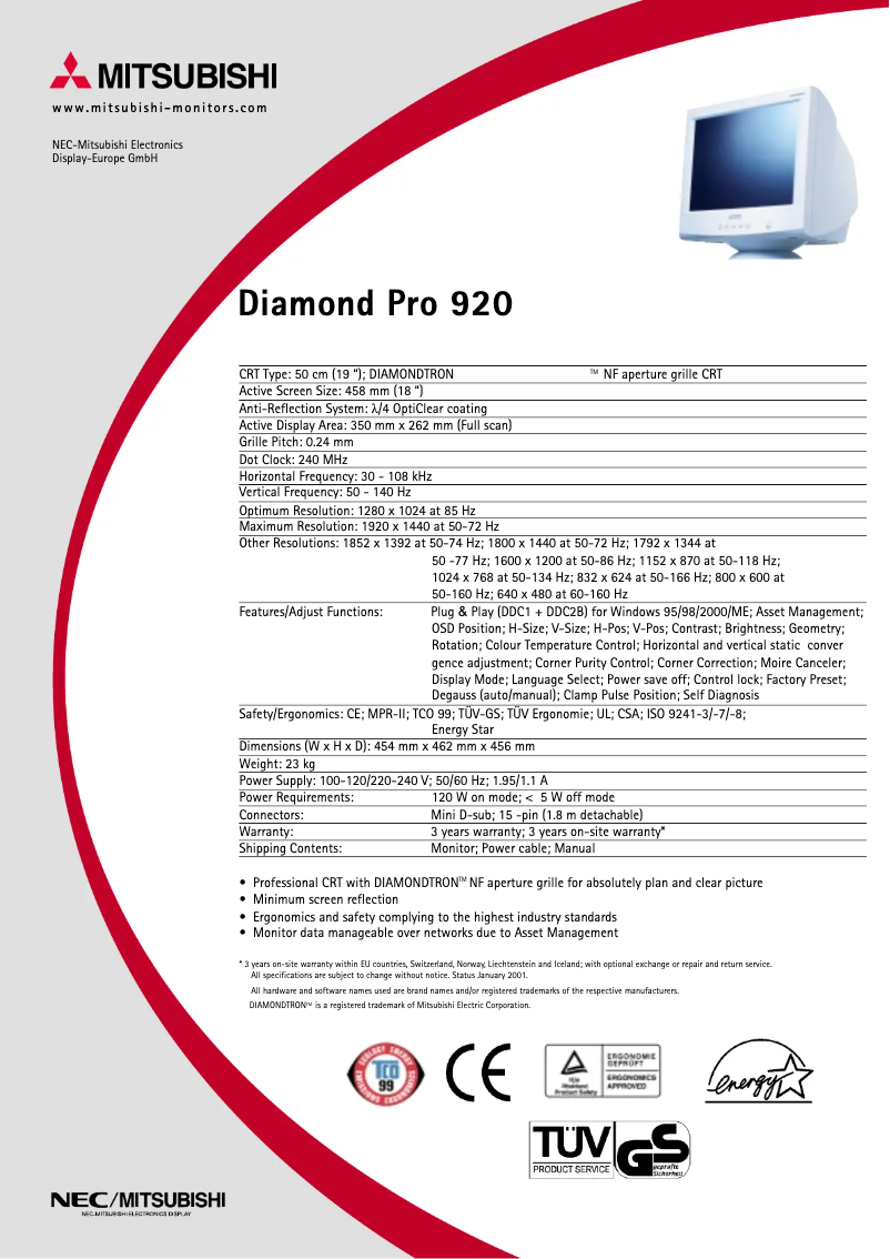 Imagen de la primera página del manual del dispositivo Diamond Pro 920