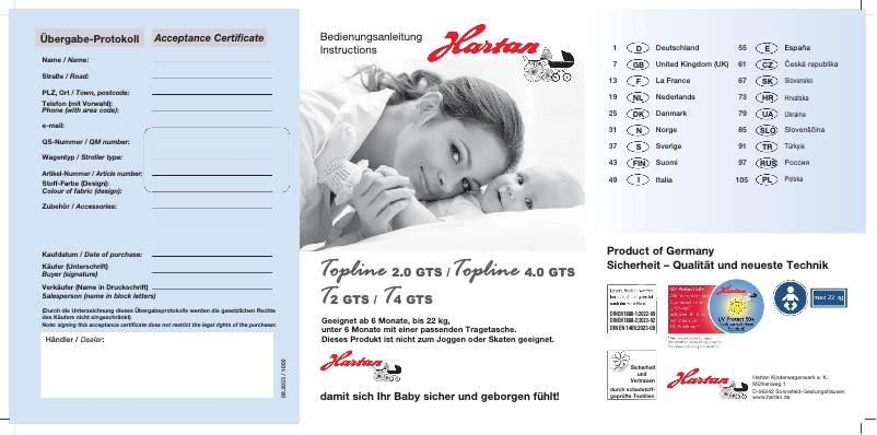 Page n°1 - Manuel utilisateur Hartan Topline 2.0 GTS