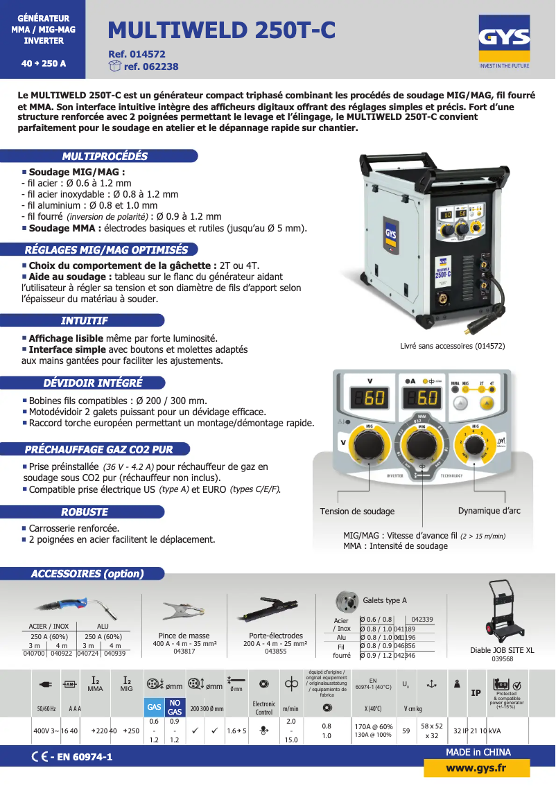 Image de la première page du manuel de l'appareil Multiweld 250T-C