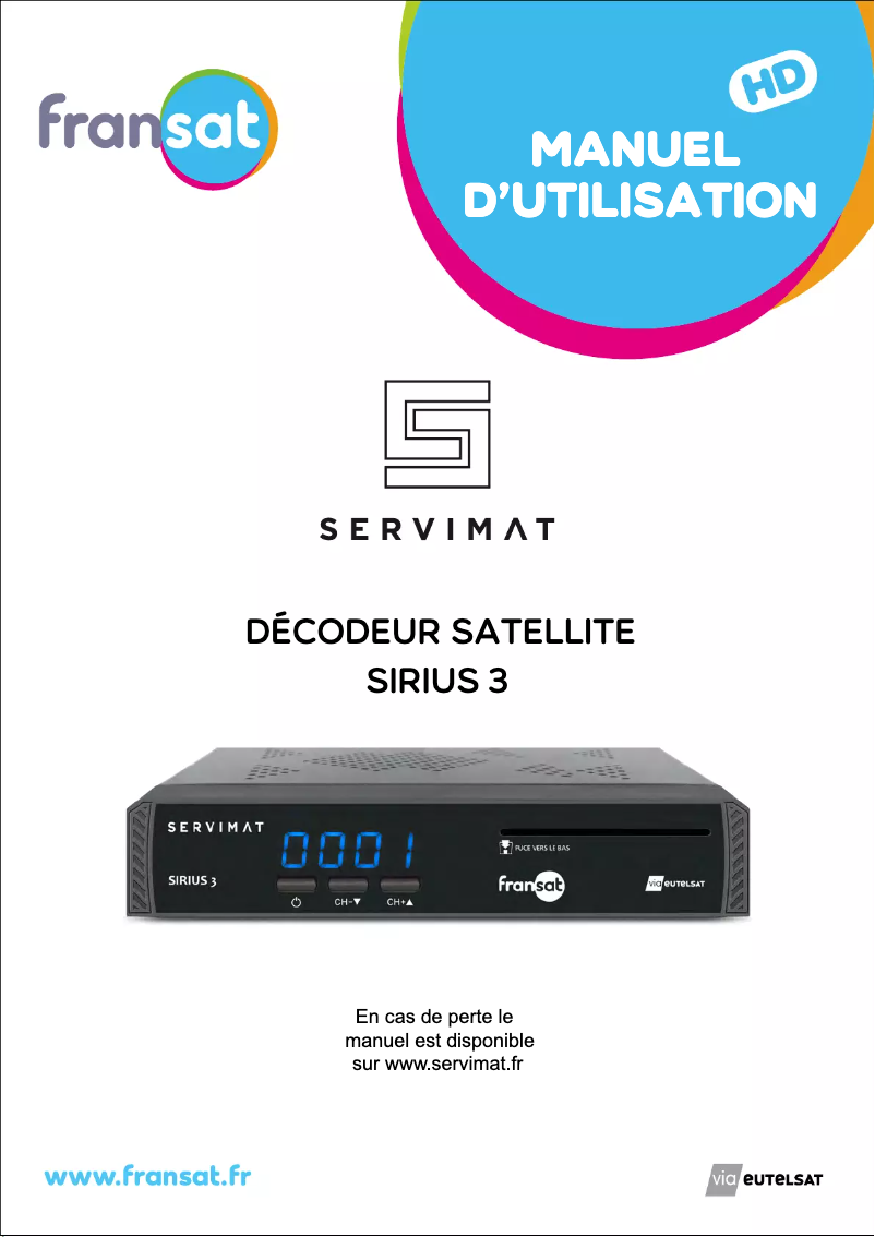 Page n°1 - Manuel utilisateur Servimat SIRIUS 3