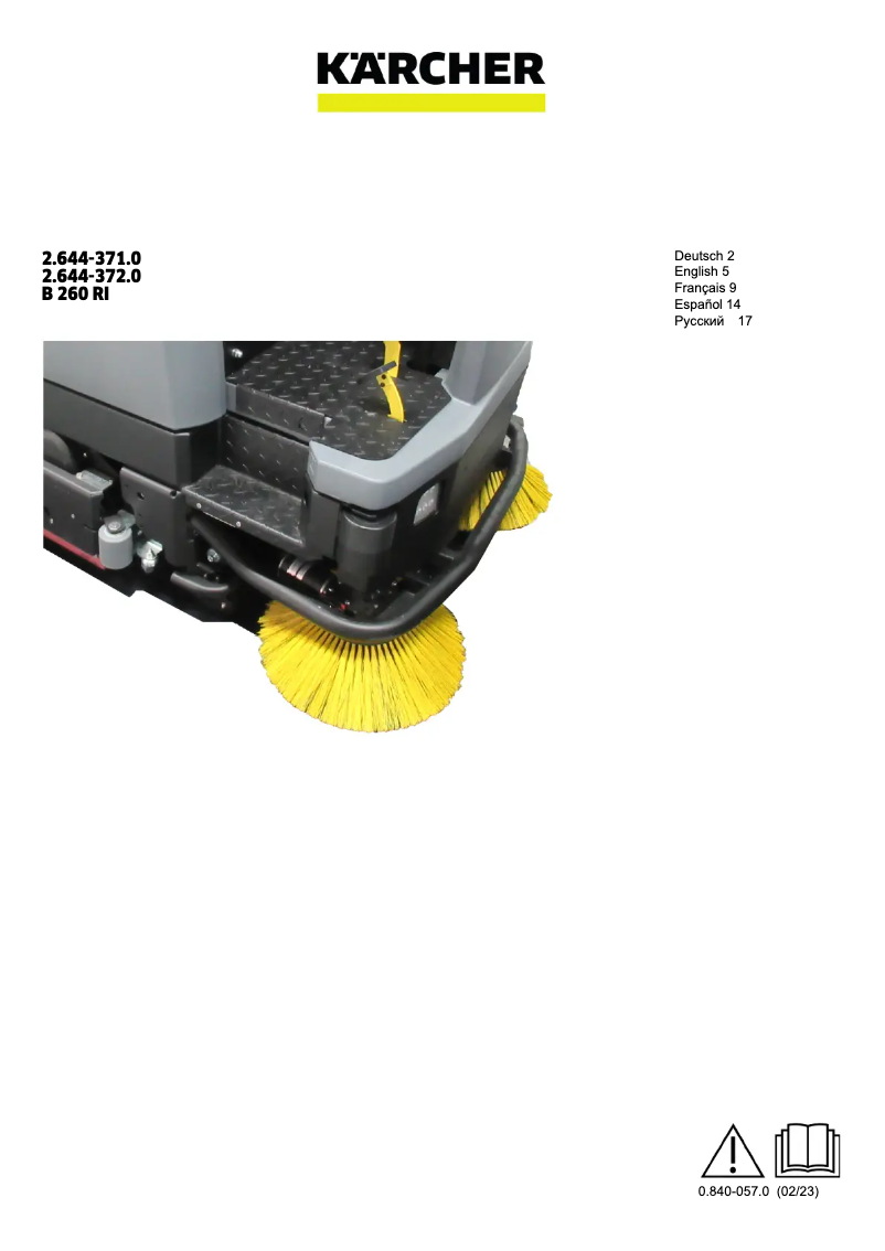 Page n°1 - Manuel utilisateur Kärcher B 260 RI