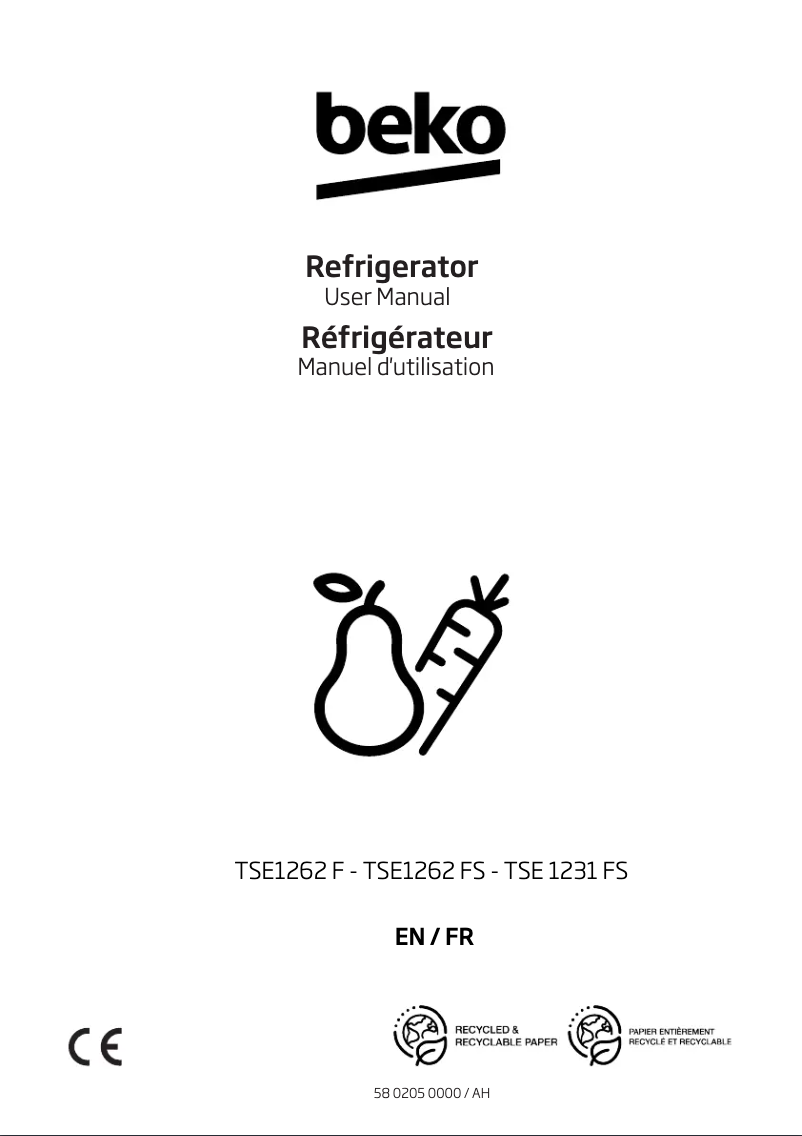 Page 1 de la notice Manuel utilisateur Beko TSE1231FS