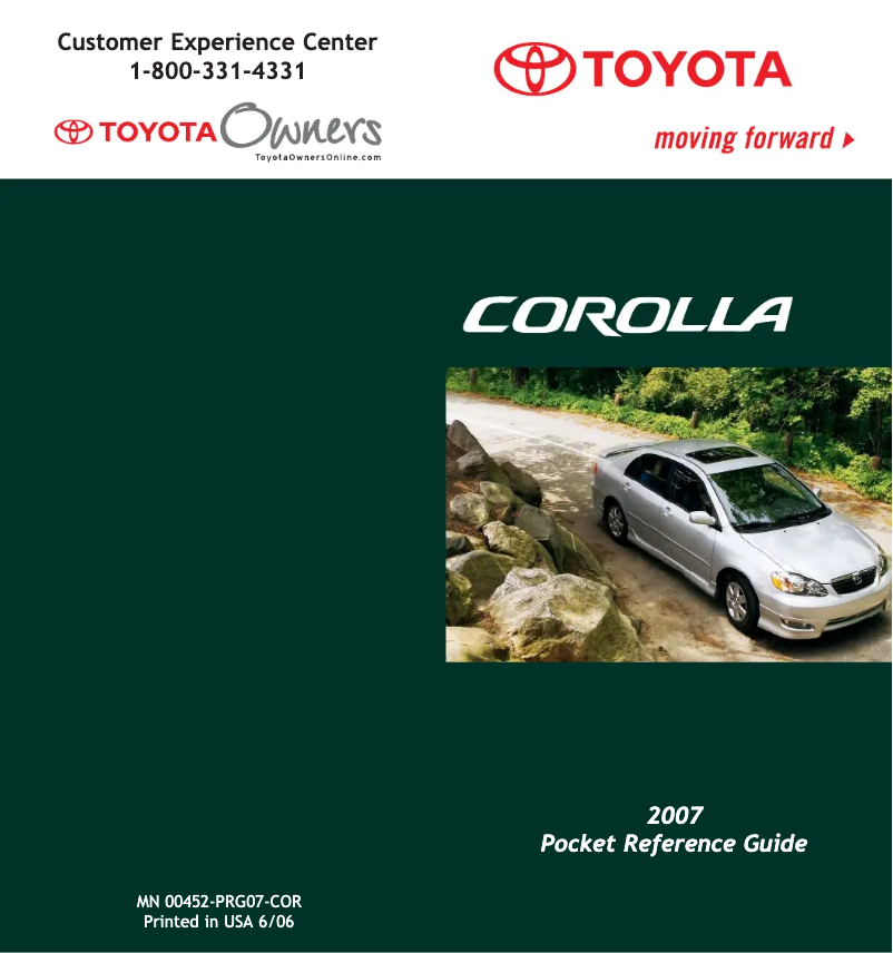 Page 1 de la notice Manuel utilisateur Toyota Corolla (2007)