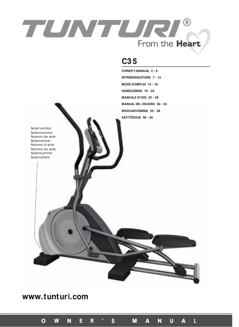 Page 1 de la notice Manuel utilisateur Tunturi C35