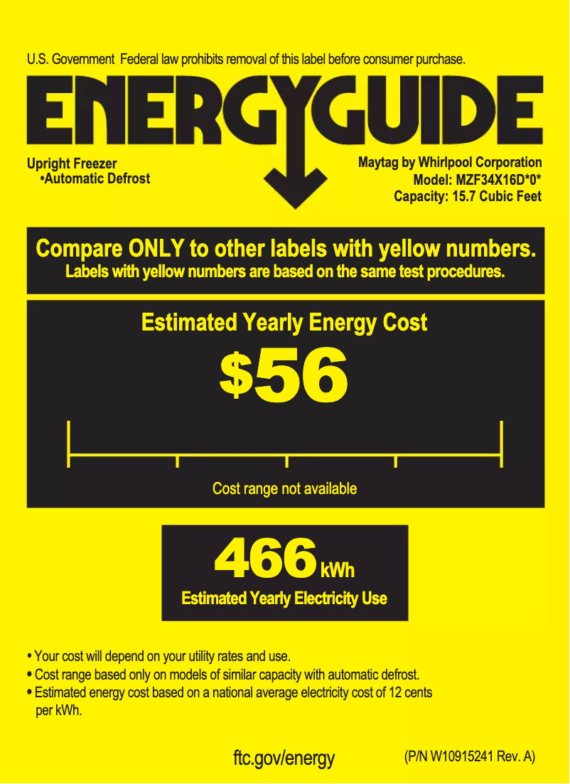 Page n°1 - Label énergétique Maytag MZF34X16DW