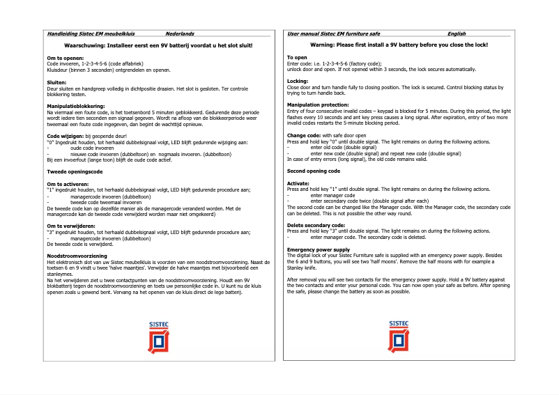Page 1 de la notice Manuel utilisateur Sistec EM
