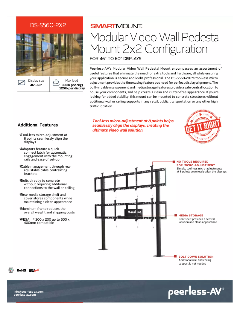 Page 1 de la notice Manuel utilisateur Peerless-AV DS-S560-2X2