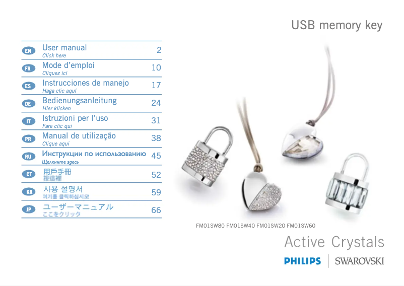 Page 1 de la notice Manuel utilisateur Philips Swarovski FM01SW40