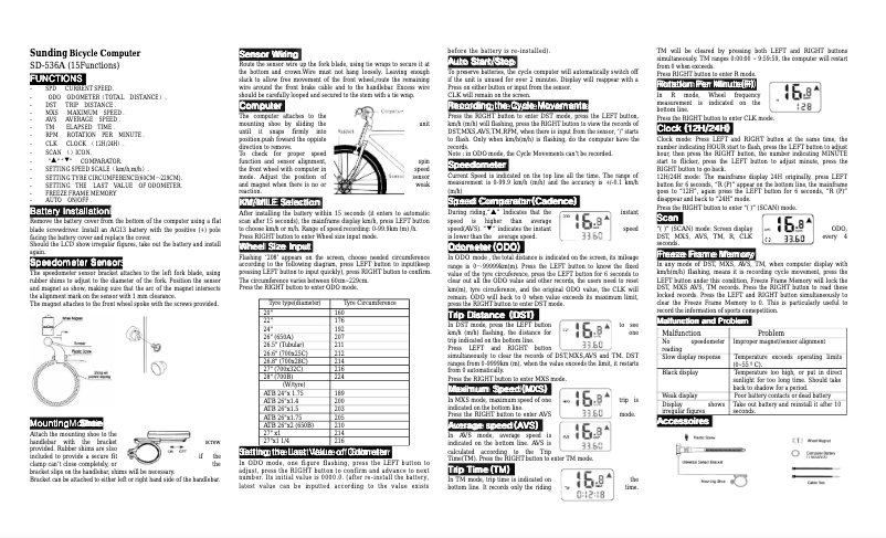 Page 1 de la notice Manuel utilisateur Sunding SD-536A