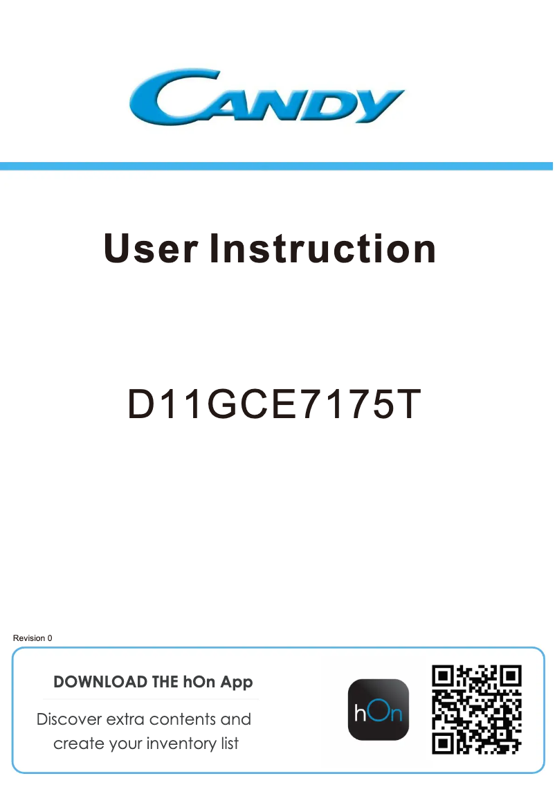 Page 1 de la notice Manuel utilisateur Candy D11GCE7175T