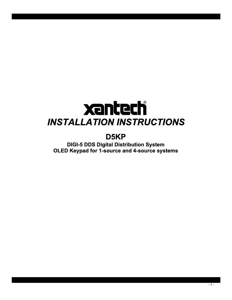 Página 1 del manual Manual de usuario Xantech D5KP