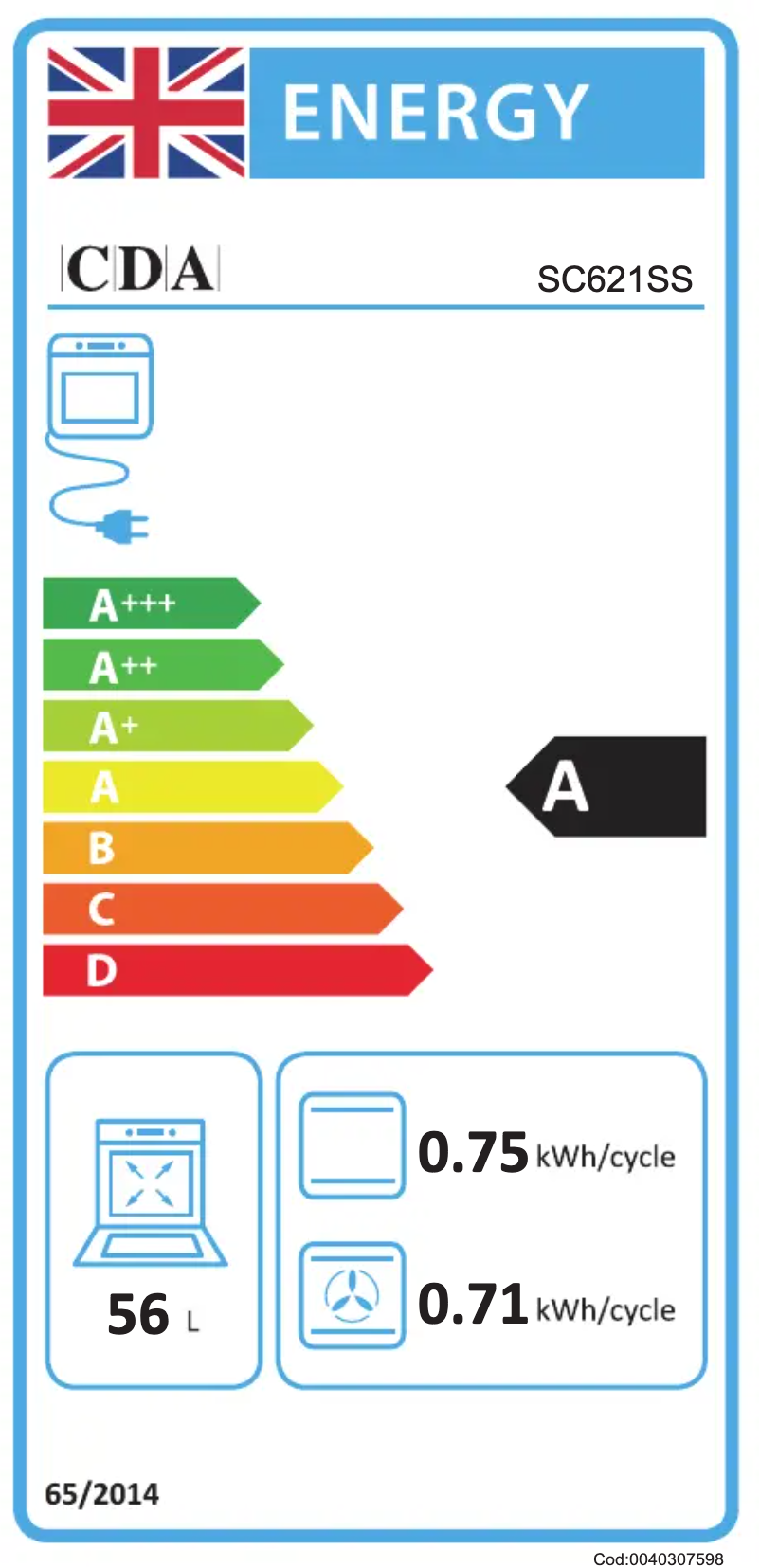 Page n°1 - Label énergétique CDA SC621SS