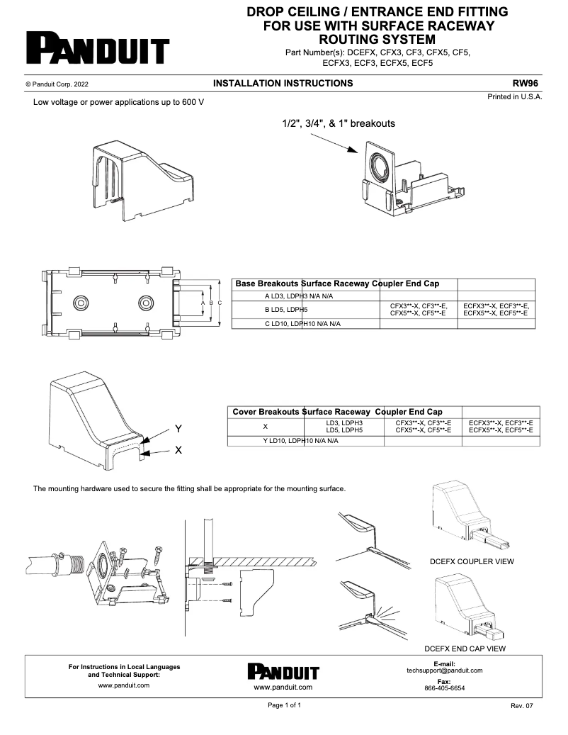 Page 1 de la notice Manuel utilisateur Panduit CFX5IW-X